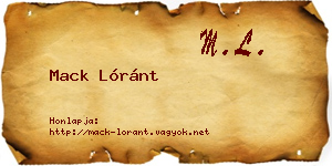 Mack Lóránt névjegykártya